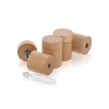 (Set of 4) 1'' Diameter X 1'' Barrel Length, Wooden Flat Head Standoffs, Matte Beech Wood Finish, Easy Fasten Standoff, Included Hardware (For Inside Use) [Required Material Hole Size: 5/16'']