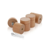 (Set of 4) 1-1/4'' Diameter X 1'' Barrel Length, Wooden Flat Head Standoffs, Matte Beech Wood Finish, Easy Fasten Standoff, Included Hardware (For Inside Use) [Required Material Hole Size: 5/16'']