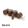 (Set of 4) 1-1/4'' Diameter X 1'' Barrel Length, Wooden Flat Head Standoffs, Matte Walnut Wood Finish, Easy Fasten Standoff, Included Hardware (For Inside Use) [Required Material Hole Size: 5/16'']