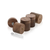 (Set of 4) 1-1/4'' Diameter X 1'' Barrel Length, Wooden Flat Head Standoffs, Matte Walnut Wood Finish, Easy Fasten Standoff, Included Hardware (For Inside Use) [Required Material Hole Size: 5/16'']