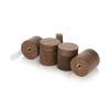 (Set of 4) 1-1/4'' Diameter X 1'' Barrel Length, Wooden Flat Head Standoffs, Matte Walnut Wood Finish, Easy Fasten Standoff, Included Hardware (For Inside Use) [Required Material Hole Size: 5/16'']