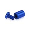 5/8'' Diameter X 1'' Barrel Length, Affordable Aluminum Standoffs, Blue Anodized Finish Easy Fasten Standoff (For Inside / Outside use) [Required Material Hole Size: 7/16'']