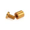 (Set of 4) 3/4'' Diameter X 3/4'' Barrel Length, Affordable Aluminum Standoffs, Gold Anodized Finish Standoff and (4) 2216Z Screws and (4) LANC1 Anchors for concrete/drywall (For Inside/Outside) [Required Material Hole Size: 7/16'']