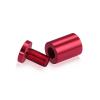 (Set of 4) 3/4'' Diameter X 1'' Barrel Length, Affordable Aluminum Standoffs, Cherry Red Anodized Finish Standoff and (4) 2216Z Screws and (4) LANC1 Anchors for concrete/drywall (For Inside/Outside) [Required Material Hole Size: 7/16'']