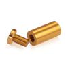 (Set of 4) 3/4'' Diameter X 1-1/2'' Barrel Length, Affordable Aluminum Standoffs, Gold Anodized Finish Standoff and (4) 2216Z Screws and (4) LANC1 Anchors for concrete/drywall (For Inside/Outside) [Required Material Hole Size: 7/16'']