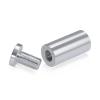 (Set of 4) 3/4'' Diameter X 1-1/2'' Barrel Length, Affordable Aluminum Standoffs, Silver Anodized Finish Standoff and (4) 2216Z Screws and (4) LANC1 Anchors for concrete/drywall (For Inside/Outside) [Required Material Hole Size: 7/16'']
