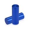 (Set of 4) 3/4'' Diameter X 2'' Barrel Length, Affordable Aluminum Standoffs, Blue Anodized Finish Standoff and (4) 2216Z Screws and (4) LANC1 Anchors for concrete/drywall (For Inside/Outside) [Required Material Hole Size: 7/16'']