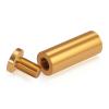 (Set of 4) 3/4'' Diameter X 2'' Barrel Length, Affordable Aluminum Standoffs, Gold Anodized Finish Standoff and (4) 2216Z Screws and (4) LANC1 Anchors for concrete/drywall (For Inside/Outside) [Required Material Hole Size: 7/16'']