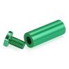 (Set of 4) 3/4'' Diameter X 2'' Barrel Length, Affordable Aluminum Standoffs, Green Anodized Finish Standoff and (4) 2216Z Screws and (4) LANC1 Anchors for concrete/drywall (For Inside/Outside) [Required Material Hole Size: 7/16'']