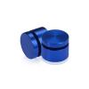 (Set of 4) 1'' Diameter X 1/2'' Barrel Length, Affordable Aluminum Standoffs, Blue Anodized Finish Standoff and (4) 2216Z Screws and (4) LANC1 Anchors for concrete/drywall (For Inside/Outside) [Required Material Hole Size: 7/16'']