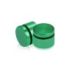(Set of 4) 1'' Diameter X 1/2'' Barrel Length, Affordable Aluminum Standoffs, Green Anodized Finish Standoff and (4) 2216Z Screws and (4) LANC1 Anchors for concrete/drywall (For Inside/Outside) [Required Material Hole Size: 7/16'']