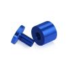 (Set of 4) 1'' Diameter X 3/4'' Barrel Length, Affordable Aluminum Standoffs, Blue Anodized Finish Standoff and (4) 2216Z Screws and (4) LANC1 Anchors for concrete/drywall (For Inside/Outside) [Required Material Hole Size: 7/16'']