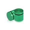 (Set of 4) 1'' Diameter X 3/4'' Barrel Length, Affordable Aluminum Standoffs, Green Anodized Finish Standoff and (4) 2216Z Screws and (4) LANC1 Anchors for concrete/drywall (For Inside/Outside) [Required Material Hole Size: 7/16'']