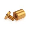 (Set of 4) 1'' Diameter X 1'' Barrel Length, Affordable Aluminum Standoffs, Gold Anodized Finish Standoff and (4) 2216Z Screws and (4) LANC1 Anchors for concrete/drywall (For Inside/Outside) [Required Material Hole Size: 7/16'']