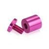 (Set of 4) 1'' Diameter X 1'' Barrel Length, Affordable Aluminum Standoffs, Rosy Pink Anodized Finish Standoff and (4) 2216Z Screws and (4) LANC1 Anchors for concrete/drywall (For Inside/Outside) [Required Material Hole Size: 7/16'']
