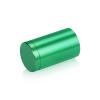 (Set of 4) 1'' Diameter X 1-1/2'' Barrel Length, Affordable Aluminum Standoffs, Green Anodized Finish Standoff and (4) 2216Z Screws and (4) LANC1 Anchors for concrete/drywall (For Inside/Outside) [Required Material Hole Size: 7/16'']