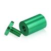 (Set of 4) 1'' Diameter X 1-1/2'' Barrel Length, Affordable Aluminum Standoffs, Green Anodized Finish Standoff and (4) 2216Z Screws and (4) LANC1 Anchors for concrete/drywall (For Inside/Outside) [Required Material Hole Size: 7/16'']