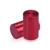 (Set of 4) 1'' Diameter X 1-1/2'' Barrel Length, Affordable Aluminum Standoffs, Cherry Red Anodized Finish Standoff and (4) 2216Z Screws and (4) LANC1 Anchors for concrete/drywall (For Inside/Outside) [Required Material Hole Size: 7/16'']
