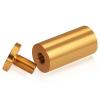 (Set of 4) 1'' Diameter X 2'' Barrel Length, Affordable Aluminum Standoffs, Gold Anodized Finish Standoff and (4) 2216Z Screws and (4) LANC1 Anchors for concrete/drywall (For Inside/Outside) [Required Material Hole Size: 7/16'']