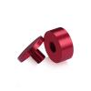 (Set of 4) 1-1/4'' Diameter X 1/2'' Barrel Length, Affordable Aluminum Standoffs, Cherry Red Anodized Finish Standoff and (4) 2216Z Screws and (4) LANC1 Anchors for concrete/drywall (For Inside/Outside) [Required Material Hole Size: 7/16'']