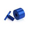 (Set of 4) 1-1/4'' Diameter X 3/4'' Barrel Length, Affordable Aluminum Standoffs, Blue Anodized Finish Standoff and (4) 2216Z Screws and (4) LANC1 Anchors for concrete/drywall (For Inside/Outside) [Required Material Hole Size: 7/16'']