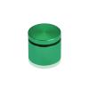 (Set of 4) 1-1/4'' Diameter X 3/4'' Barrel Length, Affordable Aluminum Standoffs, Green Anodized Finish Standoff and (4) 2216Z Screws and (4) LANC1 Anchors for concrete/drywall (For Inside/Outside) [Required Material Hole Size: 7/16'']