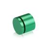 (Set of 4) 1-1/4'' Diameter X 3/4'' Barrel Length, Affordable Aluminum Standoffs, Green Anodized Finish Standoff and (4) 2216Z Screws and (4) LANC1 Anchors for concrete/drywall (For Inside/Outside) [Required Material Hole Size: 7/16'']