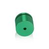 (Set of 4) 1-1/4'' Diameter X 3/4'' Barrel Length, Affordable Aluminum Standoffs, Green Anodized Finish Standoff and (4) 2216Z Screws and (4) LANC1 Anchors for concrete/drywall (For Inside/Outside) [Required Material Hole Size: 7/16'']