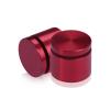 (Set of 4) 1-1/4'' Diameter X 3/4'' Barrel Length, Affordable Aluminum Standoffs, Cherry Red Anodized Finish Standoff and (4) 2216Z Screws and (4) LANC1 Anchors for concrete/drywall (For Inside/Outside) [Required Material Hole Size: 7/16'']