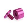 (Set of 4) 1-1/4'' Diameter X 3/4'' Barrel Length, Affordable Aluminum Standoffs, Rosy Pink Anodized Finish Standoff and (4) 2216Z Screws and (4) LANC1 Anchors for concrete/drywall (For Inside/Outside) [Required Material Hole Size: 7/16'']