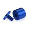 (Set of 4) 1-1/4'' Diameter X 1'' Barrel Length, Affordable Aluminum Standoffs, Blue Anodized Finish Standoff and (4) 2216Z Screws and (4) LANC1 Anchors for concrete/drywall (For Inside/Outside) [Required Material Hole Size: 7/16'']