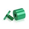 (Set of 4) 1-1/4'' Diameter X 1'' Barrel Length, Affordable Aluminum Standoffs, Green Anodized Finish Standoff and (4) 2216Z Screws and (4) LANC1 Anchors for concrete/drywall (For Inside/Outside) [Required Material Hole Size: 7/16'']