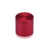 (Set of 4) 1-1/4'' Diameter X 1'' Barrel Length, Affordable Aluminum Standoffs, Cherry Red Anodized Finish Standoff and (4) 2216Z Screws and (4) LANC1 Anchors for concrete/drywall (For Inside/Outside) [Required Material Hole Size: 7/16'']