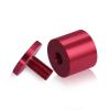 (Set of 4) 1-1/4'' Diameter X 1'' Barrel Length, Affordable Aluminum Standoffs, Cherry Red Anodized Finish Standoff and (4) 2216Z Screws and (4) LANC1 Anchors for concrete/drywall (For Inside/Outside) [Required Material Hole Size: 7/16'']