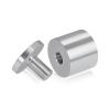 (Set of 4) 1-1/4'' Diameter X 1'' Barrel Length, Affordable Aluminum Standoffs, Silver Anodized Finish Standoff and (4) 2216Z Screws and (4) LANC1 Anchors for concrete/drywall (For Inside/Outside) [Required Material Hole Size: 7/16'']