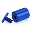 (Set of 4) 1-1/4'' Diameter X 1-1/2'' Barrel Length, Affordable Aluminum Standoffs, Blue Anodized Finish Standoff and (4) 2216Z Screws and (4) LANC1 Anchors for concrete/drywall (For Inside/Outside) [Required Material Hole Size: 7/16'']