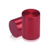 (Set of 4) 1-1/4'' Diameter X 1-1/2'' Barrel Length, Affordable Aluminum Standoffs, Cherry Red Anodized Finish Standoff and (4) 2216Z Screws and (4) LANC1 Anchors for concrete/drywall (For Inside/Outside) [Required Material Hole Size: 7/16'']