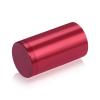 (Set of 4) 1-1/4'' Diameter X 2'' Barrel Length, Affordable Aluminum Standoffs, Cherry Red Anodized Finish Standoff and (4) 2216Z Screws and (4) LANC1 Anchors for concrete/drywall (For Inside/Outside) [Required Material Hole Size: 7/16'']