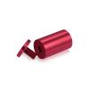 (Set of 4) 1-1/4'' Diameter X 2'' Barrel Length, Affordable Aluminum Standoffs, Cherry Red Anodized Finish Standoff and (4) 2216Z Screws and (4) LANC1 Anchors for concrete/drywall (For Inside/Outside) [Required Material Hole Size: 7/16'']