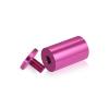 (Set of 4) 1-1/4'' Diameter X 2'' Barrel Length, Affordable Aluminum Standoffs, Rosy Pink Anodized Finish Standoff and (4) 2216Z Screws and (4) LANC1 Anchors for concrete/drywall (For Inside/Outside) [Required Material Hole Size: 7/16'']