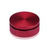 (Set of 4) 2'' Diameter X 1/2'' Barrel Length, Affordable Aluminum Standoffs, Cherry Red Anodized Finish Standoff and (4) 2216Z Screws and (4) LANC1 Anchors for concrete/drywall (For Inside/Outside) [Required Material Hole Size: 7/16'']