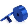 (Set of 4) 2'' Diameter X 3/4'' Barrel Length, Affordable Aluminum Standoffs, Blue Anodized Finish Standoff and (4) 2216Z Screws and (4) LANC1 Anchors for concrete/drywall (For Inside/Outside) [Required Material Hole Size: 7/16'']