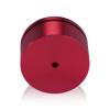 (Set of 4) 2'' Diameter X 3/4'' Barrel Length, Affordable Aluminum Standoffs, Cherry Red Anodized Finish Standoff and (4) 2216Z Screws and (4) LANC1 Anchors for concrete/drywall (For Inside/Outside) [Required Material Hole Size: 7/16'']