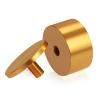 2'' Diameter X 1'' Barrel Length, Affordable Aluminum Standoffs, Gold Anodized Finish Easy Fasten Standoff (For Inside / Outside use) [Required Material Hole Size: 7/16'']
