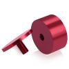 (Set of 4) 2'' Diameter X 1'' Barrel Length, Affordable Aluminum Standoffs, Cherry Red Anodized Finish Standoff and (4) 2216Z Screws and (4) LANC1 Anchors for concrete/drywall (For Inside/Outside) [Required Material Hole Size: 7/16'']