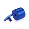 (Set of 4) 2'' Diameter X 1-1/2'' Barrel Length, Affordable Aluminum Standoffs, Blue Anodized Finish Standoff and (4) 2216Z Screws and (4) LANC1 Anchors for concrete/drywall (For Inside/Outside) [Required Material Hole Size: 7/16'']