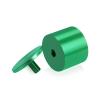 (Set of 4) 2'' Diameter X 1-1/2'' Barrel Length, Affordable Aluminum Standoffs, Green Anodized Finish Standoff and (4) 2216Z Screws and (4) LANC1 Anchors for concrete/drywall (For Inside/Outside) [Required Material Hole Size: 7/16'']