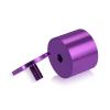 (Set of 4) 2'' Diameter X 1-1/2'' Barrel Length, Affordable Aluminum Standoffs, Purple Anodized Finish Standoff and (4) 2216Z Screws and (4) LANC1 Anchors for concrete/drywall (For Inside/Outside) [Required Material Hole Size: 7/16'']