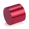 (Set of 4) 2'' Diameter X 1-1/2'' Barrel Length, Affordable Aluminum Standoffs, Cherry Red Anodized Finish Standoff and (4) 2216Z Screws and (4) LANC1 Anchors for concrete/drywall (For Inside/Outside) [Required Material Hole Size: 7/16'']