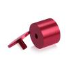 (Set of 4) 2'' Diameter X 1-1/2'' Barrel Length, Affordable Aluminum Standoffs, Cherry Red Anodized Finish Standoff and (4) 2216Z Screws and (4) LANC1 Anchors for concrete/drywall (For Inside/Outside) [Required Material Hole Size: 7/16'']